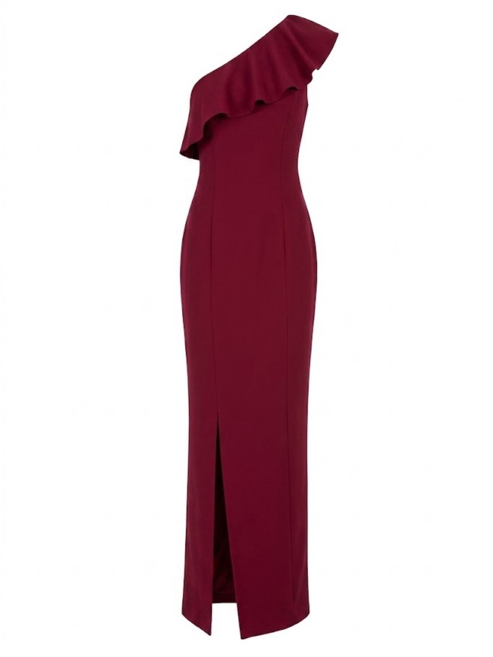 Calvin Klein One Shoulder Ruffle Gown Maxi Dress Red Mauve Event Wedding Guest 6 - Picture 3 of 7